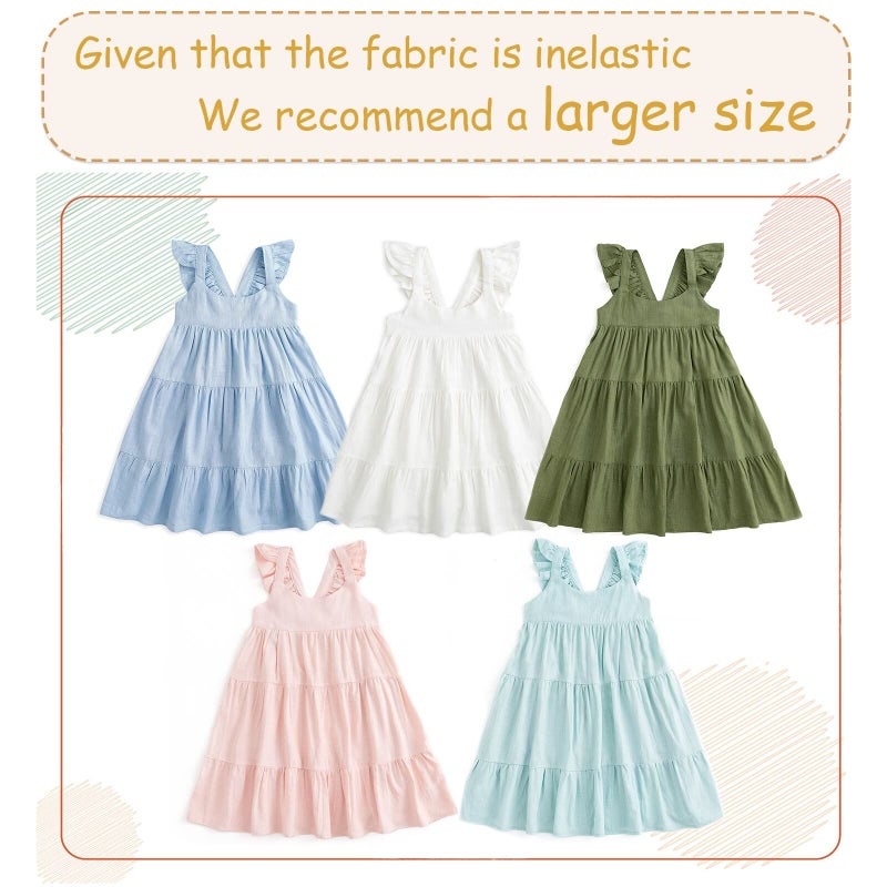 Curipeer Baby Girl Cotton Linen Dress with Smocking Casual Infant Dress Sleeveless Pink 4 Years - Image 3